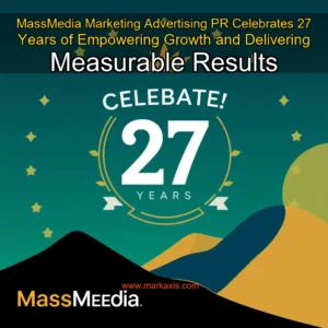 Artistic representation for MassMedia Marketing Advertising PR Celebrates 27 Years of Empowering Growth and Delivering Measurable Results