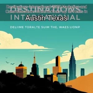 Artistic representation for Destinations International 2025 Marketing and Communications Summit Kicks Up Its Heels in Austin Texas
