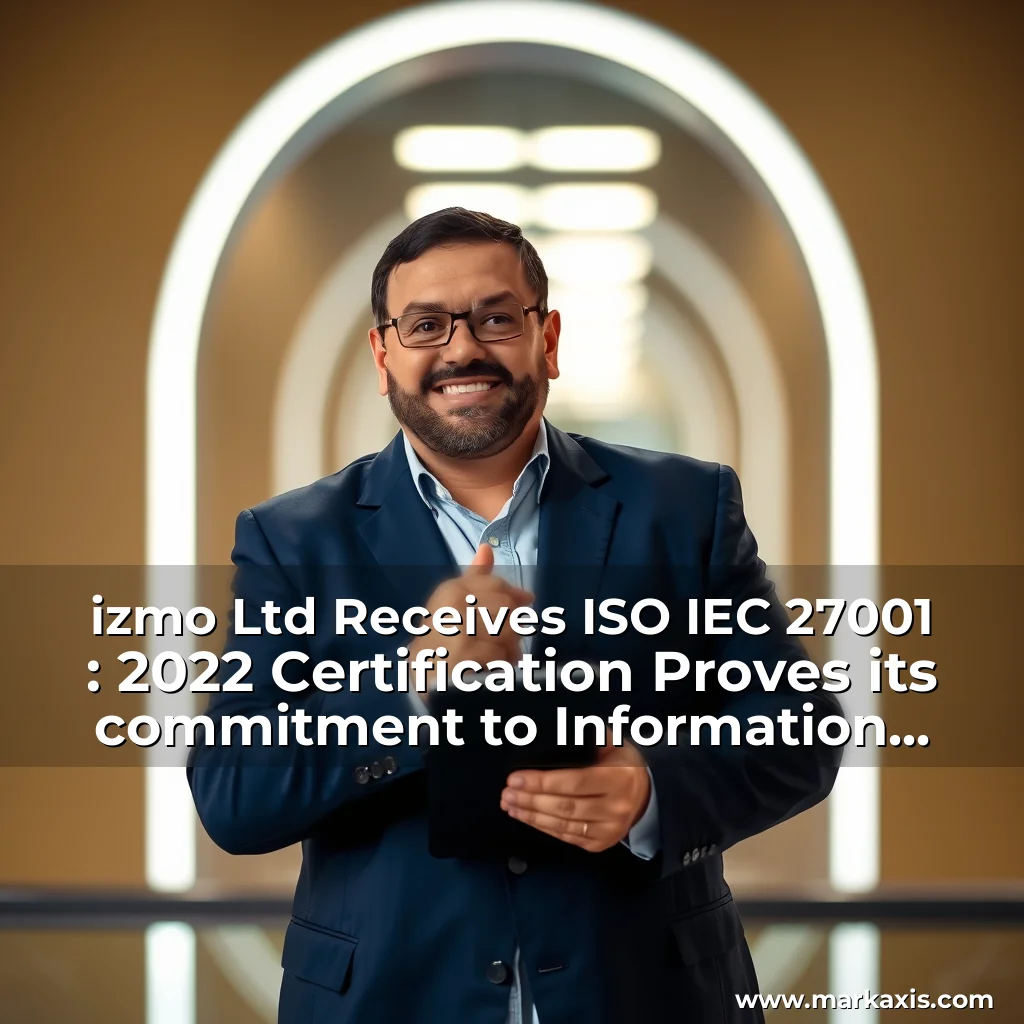 Artistic representation for izmo Ltd Receives ISO IEC 27001 : 2022 Certification Proves its commitment to Information Security
