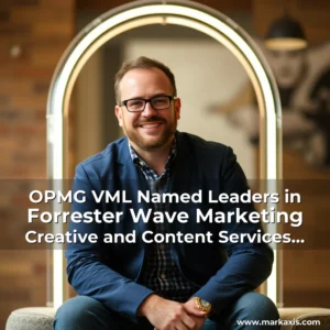 Artistic representation for OPMG VML Named Leaders in Forrester Wave Marketing Creative and Content Services Report