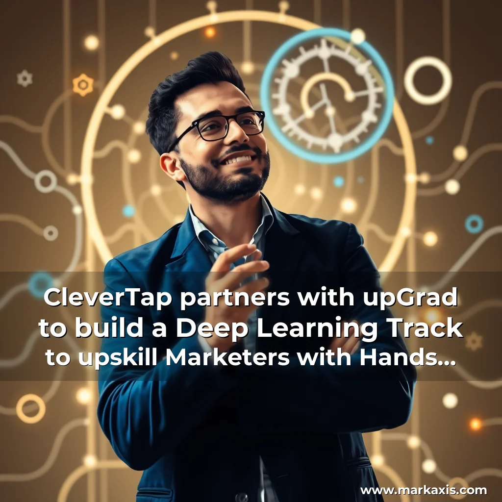 Artistic representation for CleverTap partners with upGrad to build a Deep Learning Track to upskill Marketers with Hands On AI Analytics Training