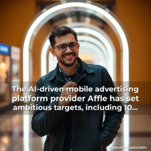 Artistic representation for The AI-driven mobile advertising platform provider Affle has set ambitious targets, including 10 times revenue growth over the next 10 years.